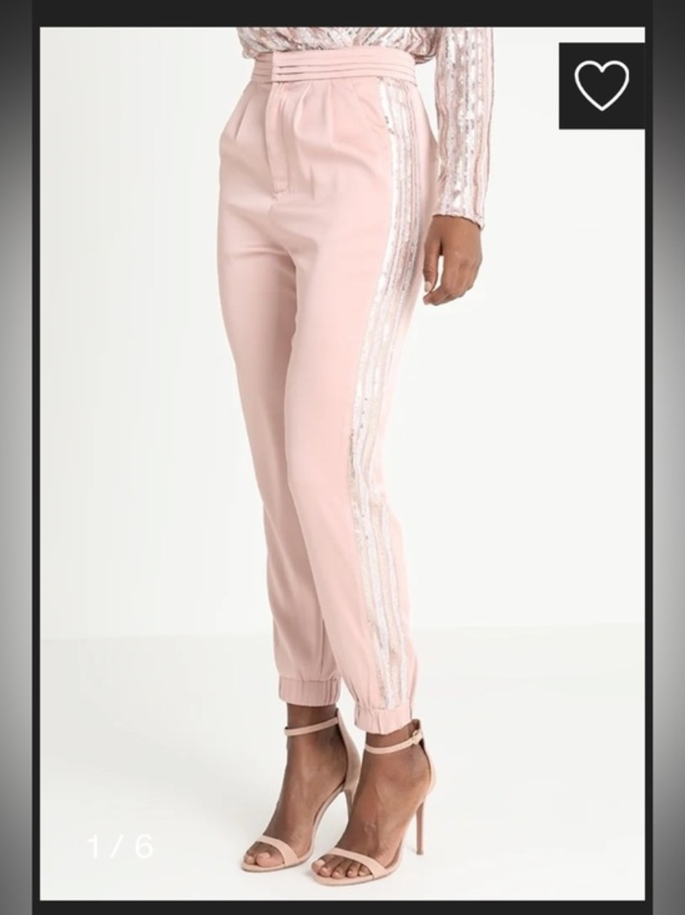 Honey Punch Blush Pink Sequin-Trim Jogger Pants